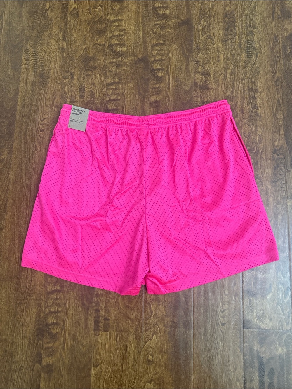 Nike Men’s Hot Pink Athletic Mesh Shorts with White Drawstring - Picture 10 of 13